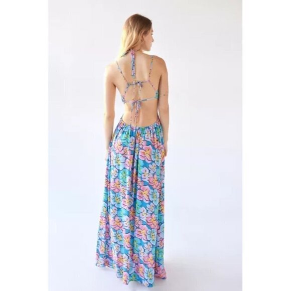 For Love & Lemons Yasmin Open-Back Floral Maxi Dress Size XS NWT Strappy Lined - Picture 4 of 10